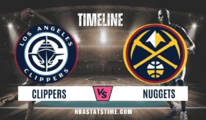 LA Clippers vs Denver Nuggets timeline featured image showing both team logos on basketball arena background