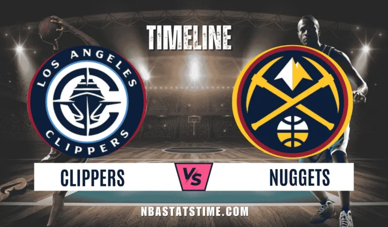 LA Clippers vs Denver Nuggets timeline featured image showing both team logos on basketball arena background