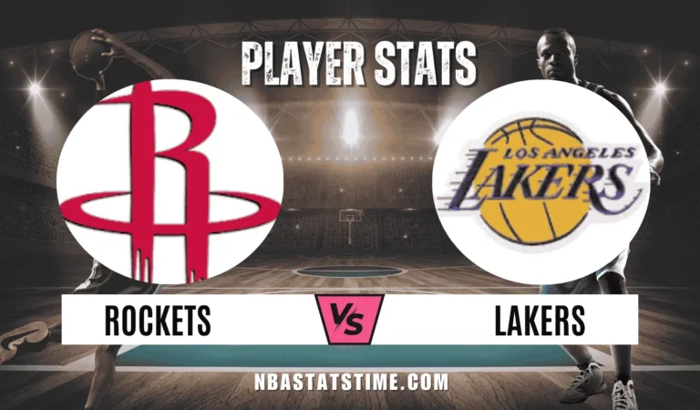 Houston Rockets vs Los Angeles Lakers player stats graphic for NBA 2026 playoff matchup